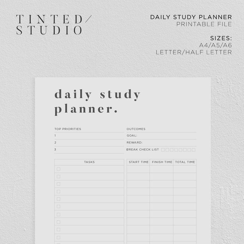 Daily Study Planner Printable