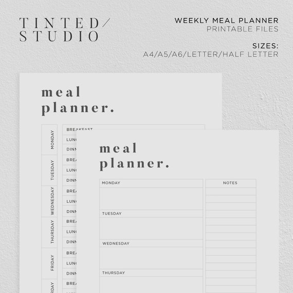 weekly meal planners printable collection 01 meal planning etsy