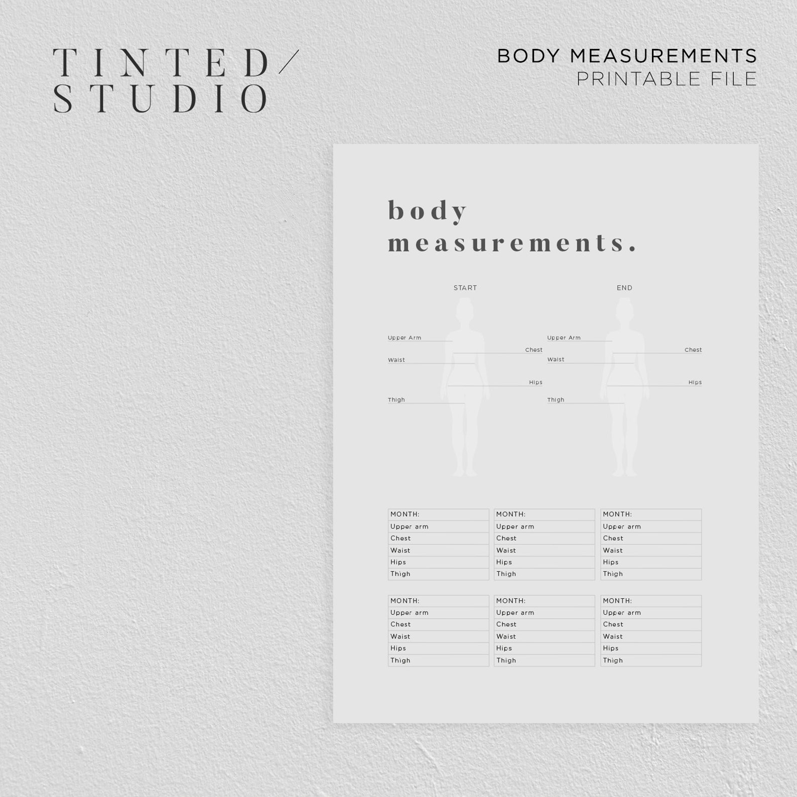 Body Measurements Printable Collection 01 Fitness Planning - Etsy UK
