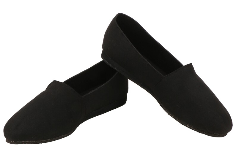 Black Handcrafted Vegan Slip-On Summer Flat Shoes by Funky Kalakar
