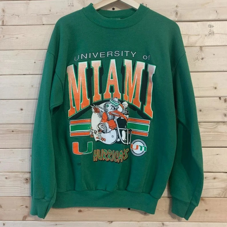 CustomCat Miami Hurricanes Vintage NCAA Crewneck Sweatshirt White / XL