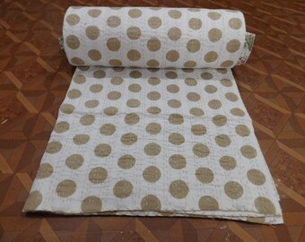 Queen Indian handmade Kantha quilt bedspread bedsheet bedcover quilt Kantha quilt coverlet vintage handmade Polka Dot print
