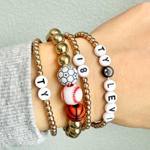 Sports Bracelets Beaded Sports Mom Jewelry Gold Bracelets