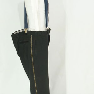 Vintage  unique army heavy black wool army black heavy wool pants military trousers  with suspenders military trousers  with suspenders