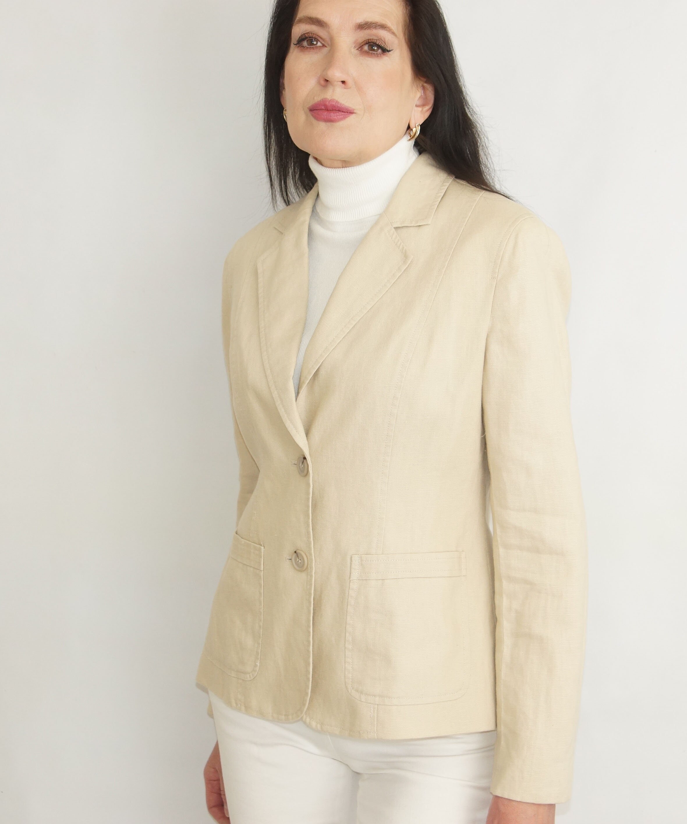 ジャケット・アウター 80s 90s EURO linen tailored jacket beige Relevé Fashion | Filanda n.18 Annemarie Linen Jacket, Beige
