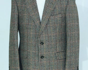 Vintage wool blazer MEN'S  plaid brown jacket button down blazer