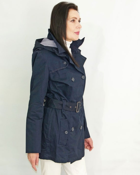 Double-Breasted Trench Coat in Dark Blue main image 0