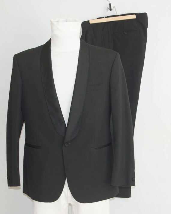 Men's Classic black wool tuxedo  2- piece suit, S… - image 2