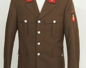 Uniform Trench Vintage brown Austrian  army military jacket "Freinberg" patch