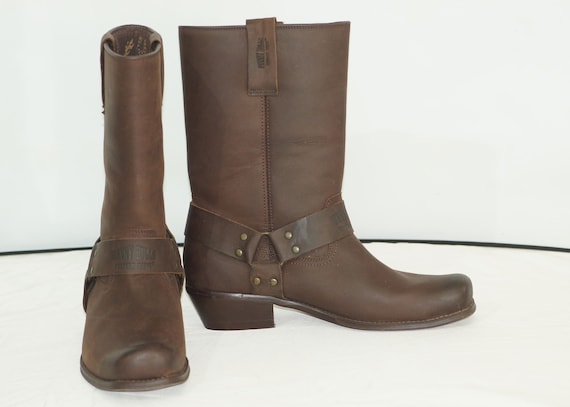 Vintage Brown Leather Cowboy Boots - Men's Motorcycle Boots - size 45