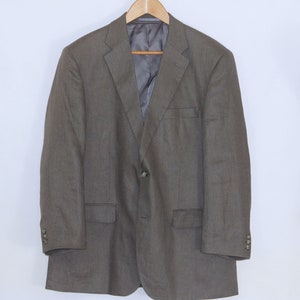 MEN&#39;S pure linen gray  jacket Vintage style linen button down blazer.