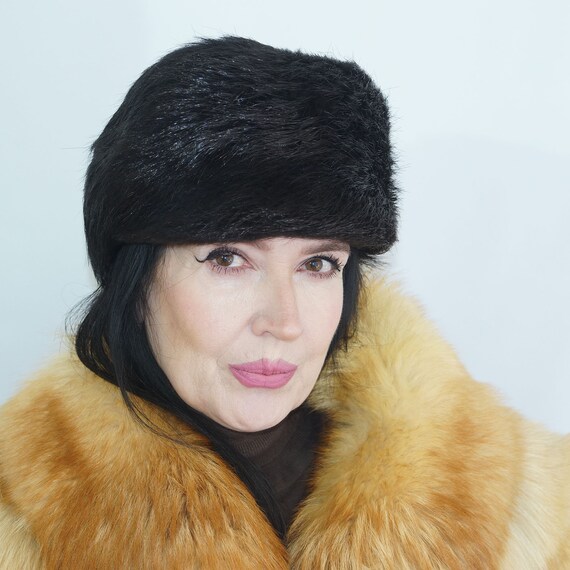 Vintage Black Beaver Fur Winter Hat (56 Cm - 22 In) - Etsy  display picture 3