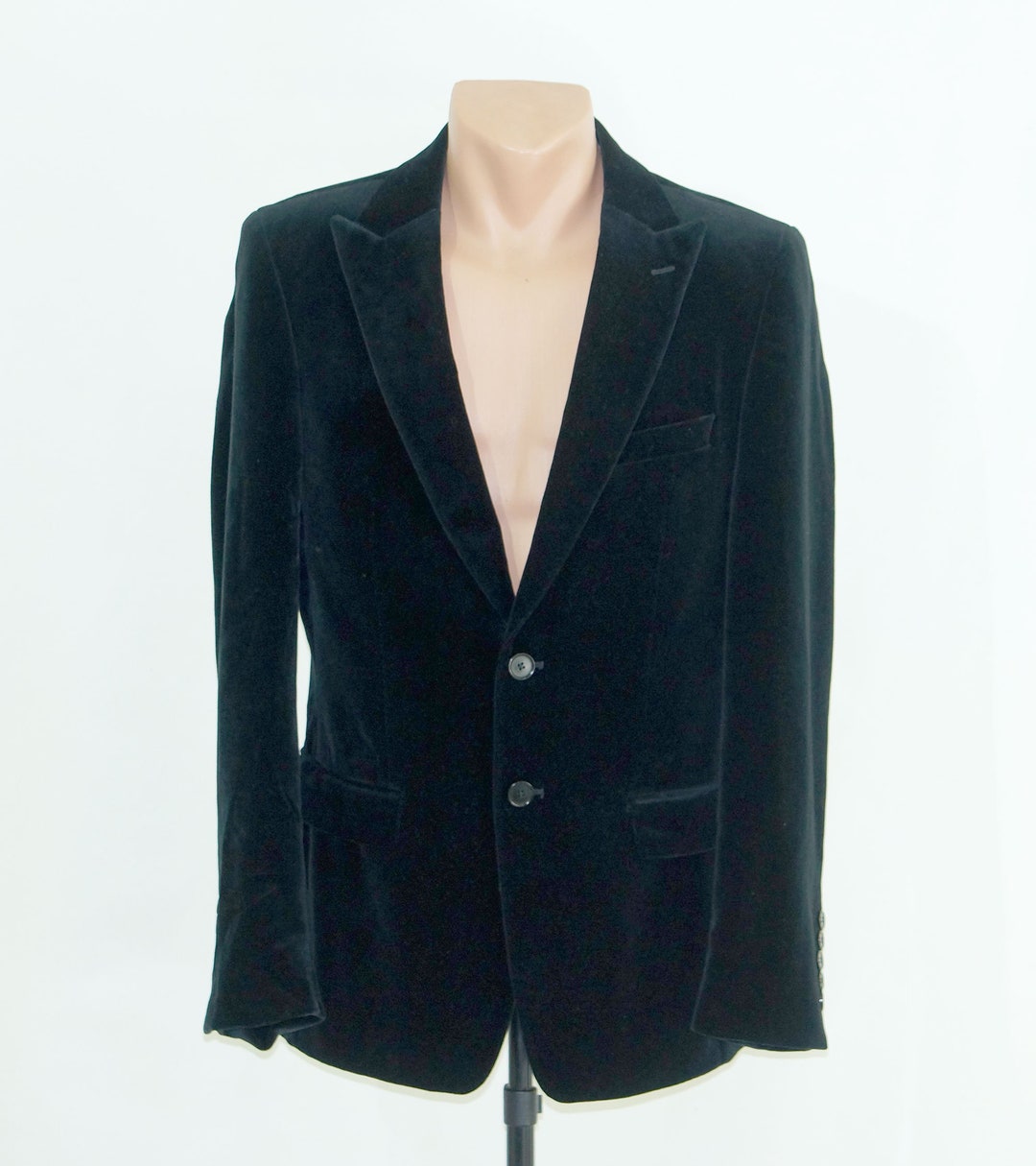 MEN'S Velvet Black Jacket. Vintage Button Down Cotton - Etsy