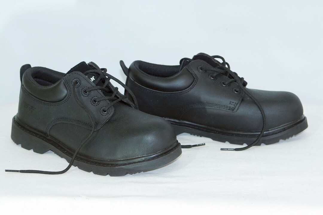 Black Leather Safety Shoes With Metal Protection Toe and Oil Resistant