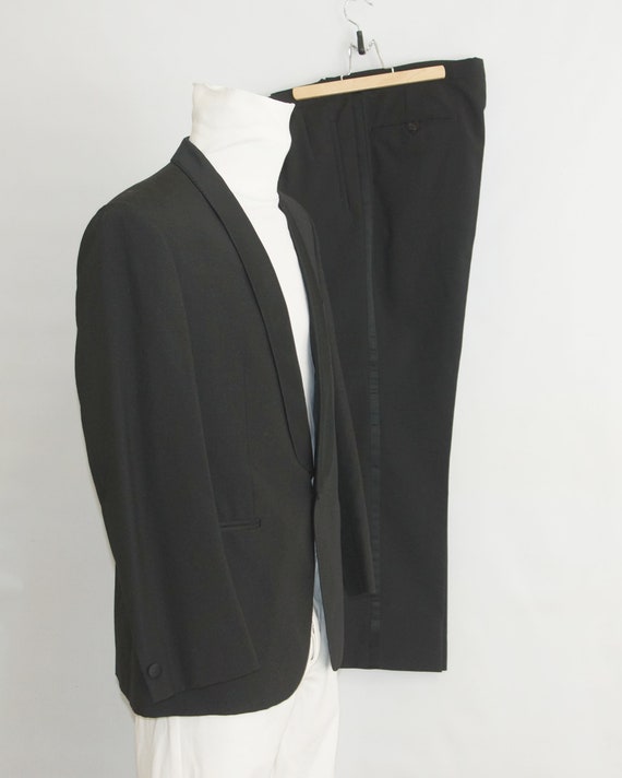 Men's Classic black wool tuxedo  2- piece suit, S… - image 3