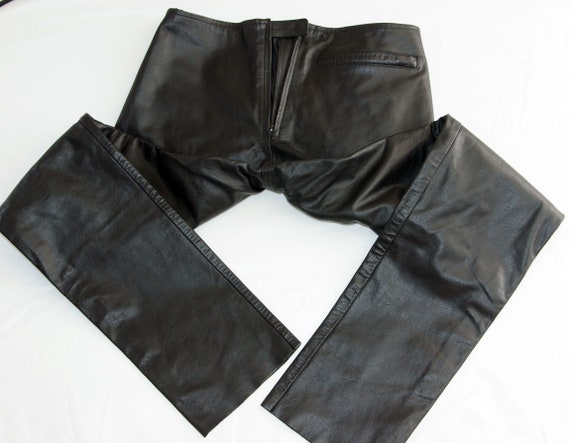 Vintage Black Real Leather Pants, Leather Trousers Rocker Vintage Black Real Leather Pants, Leather Trousers Rocker