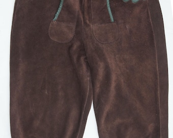 Vintage Austrian Lederhosen Brown Suede Leather Shorts Small Size