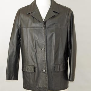 MEN&#39;S  black real Leather blazer vintage 3 buttons closure classic jacket