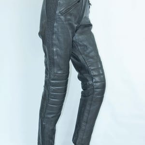 Motorcycle racer pants black leather bikers pants vintage  marked size 10