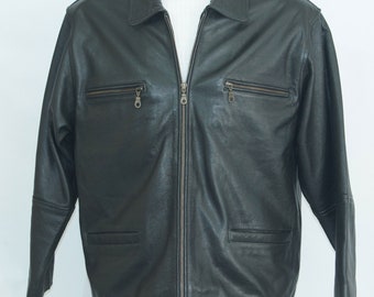 Vintage Interstate Black Leather Motorcycle Jacket Size 40 - Etsy