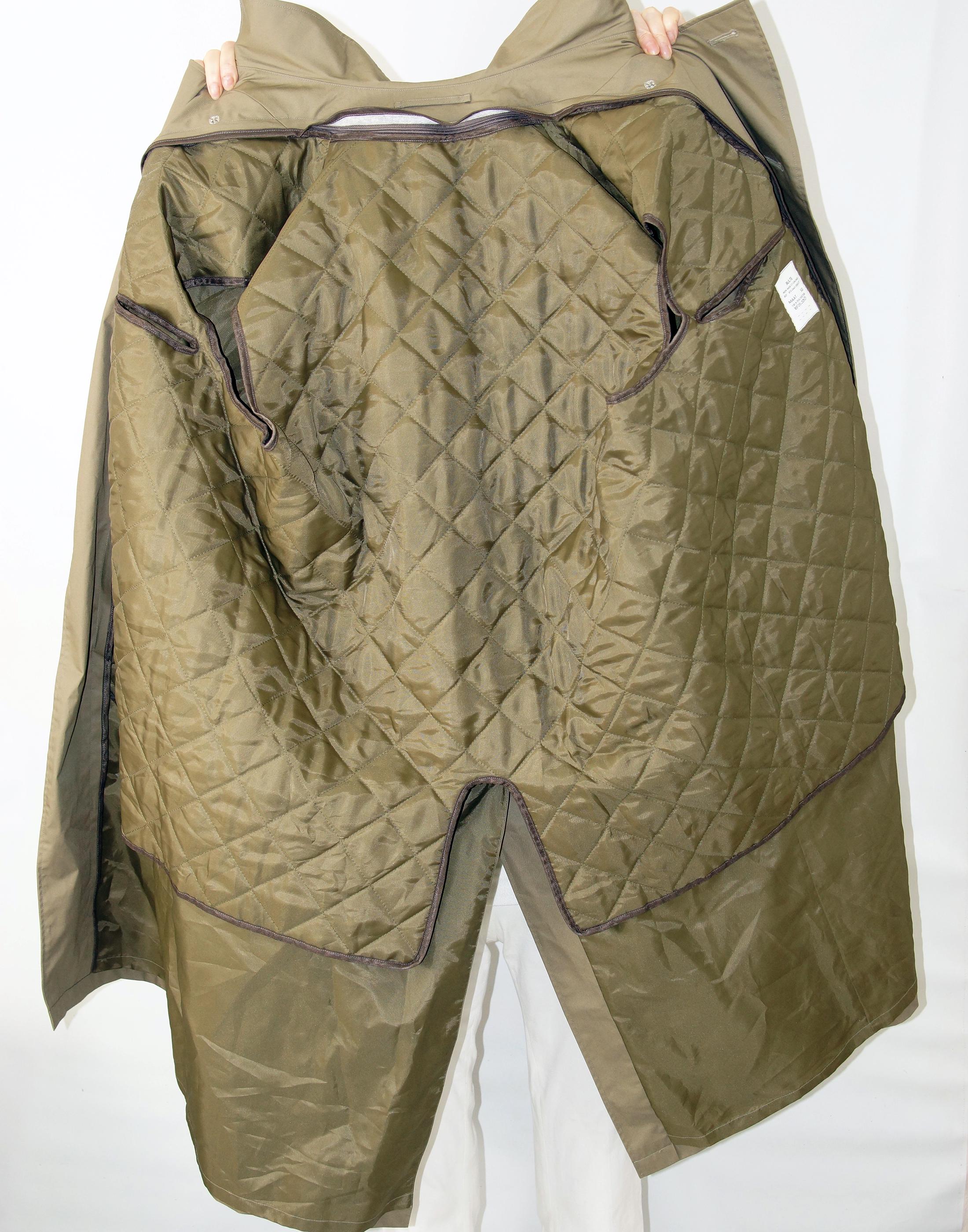 Vintage Dutch Army Trench Coat: Khaki Cotton Blend Double Breasted 
