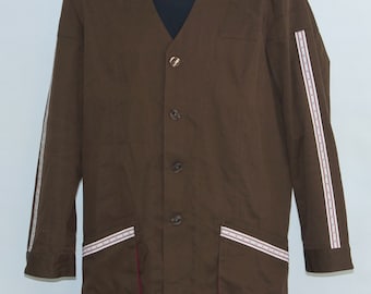 Brown Cotton Workwear Chore Coat - Unisex Workers Jacket, Size 54