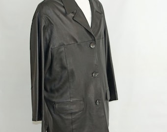 Vintage MEN'S soft black real leather jacket. chest 44 in