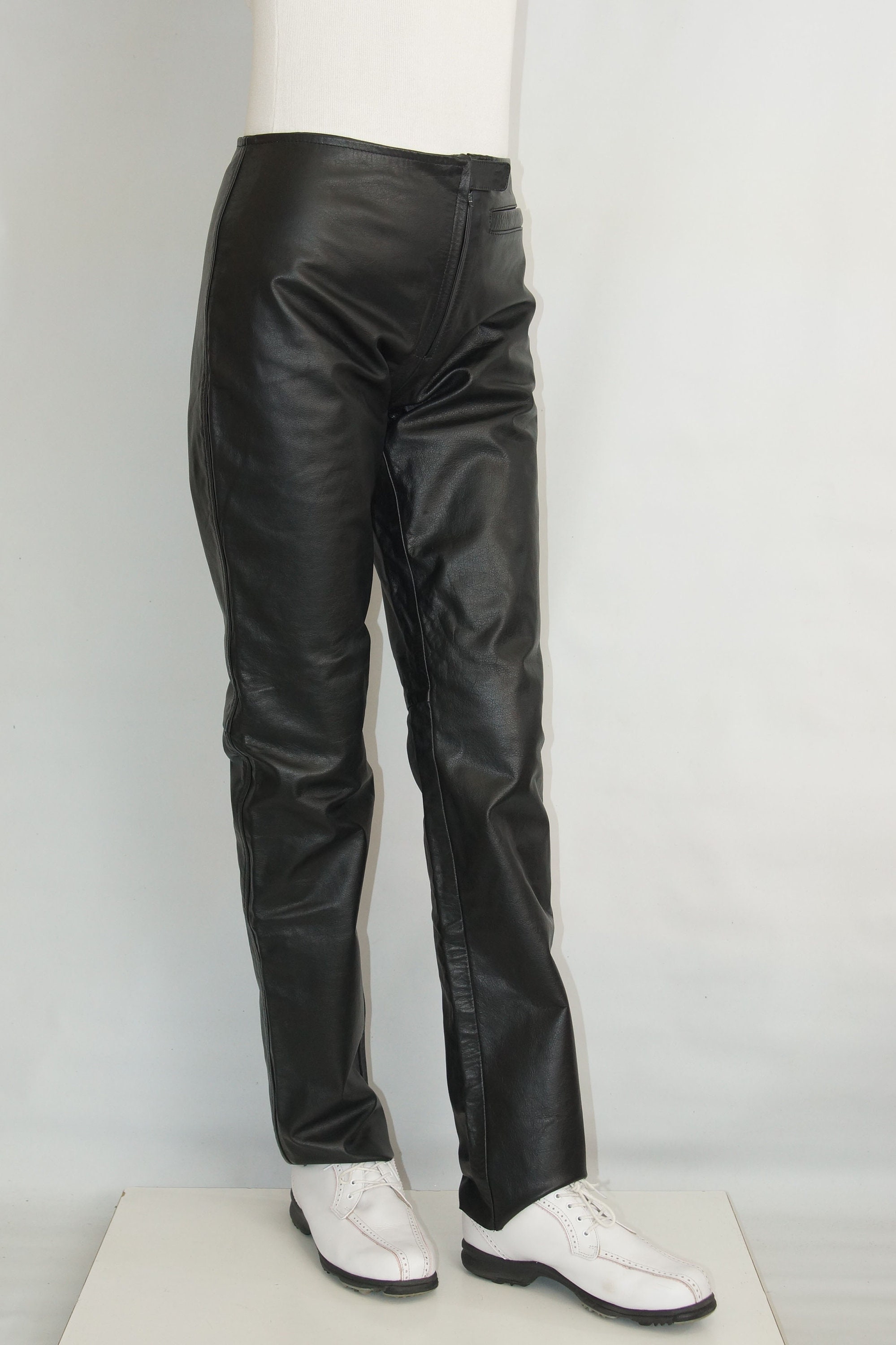 Vintage Black Real Leather Pants, Leather Trousers Rocker Vintage Black Real Leather Pants, Leather Trousers Rocker