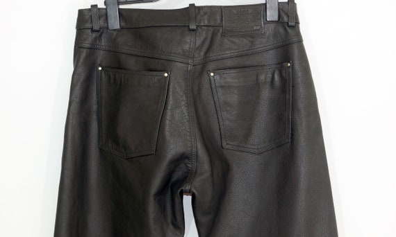 Real leather pants Biker Rocker black thick leath… - image 6