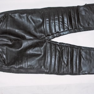 Motorcycle pants women's black leather pants with soft knee protection vintage biker racer pants