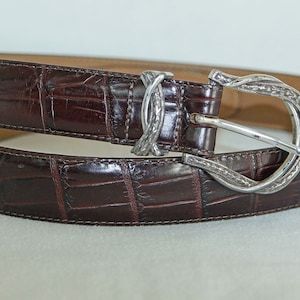 Vintage dark cherry  leather  high quality  belt XL /36 by  Brington