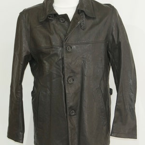 MEN'S  black real Leather  jacket  4 buttons down closure vintage jacket marked size 50/M