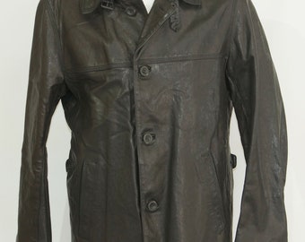 Vintage Black Leather Jacket - Men's 4-Button Strellson (size 50/M)
