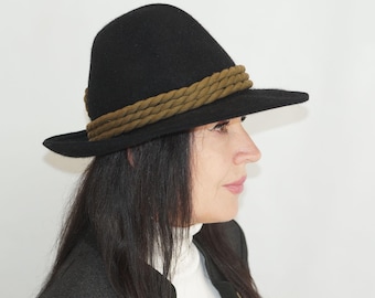 Vintage Traditional Oktoberfest Hat  Wool Fedora  Tyrol Felt Hat, size 55
