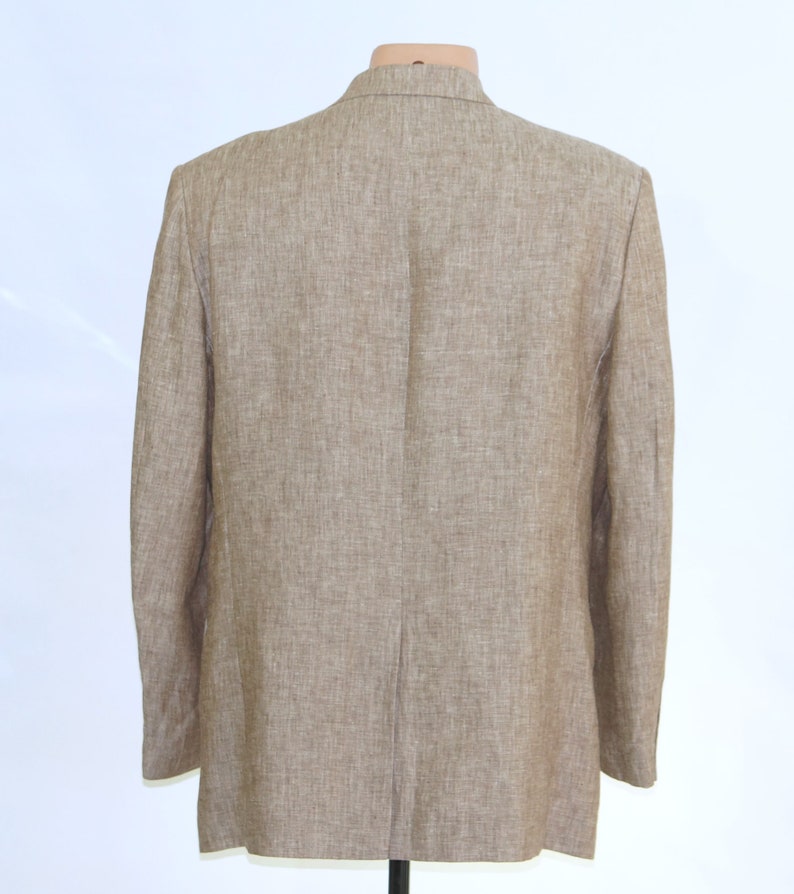 100/% linen light brown jacket Linen blazer .MEN/'S linen button down blazer marked size 48