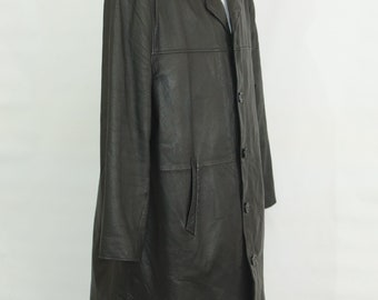Men's Long Black Leather Coat Soft Leather Vintage Long Jacket, Trench , Marked Size XXL - Etsy Men's Long Black Leather Coat Soft Leather Vintage Long Jacket, Trench , Marked Size XXL - Etsy