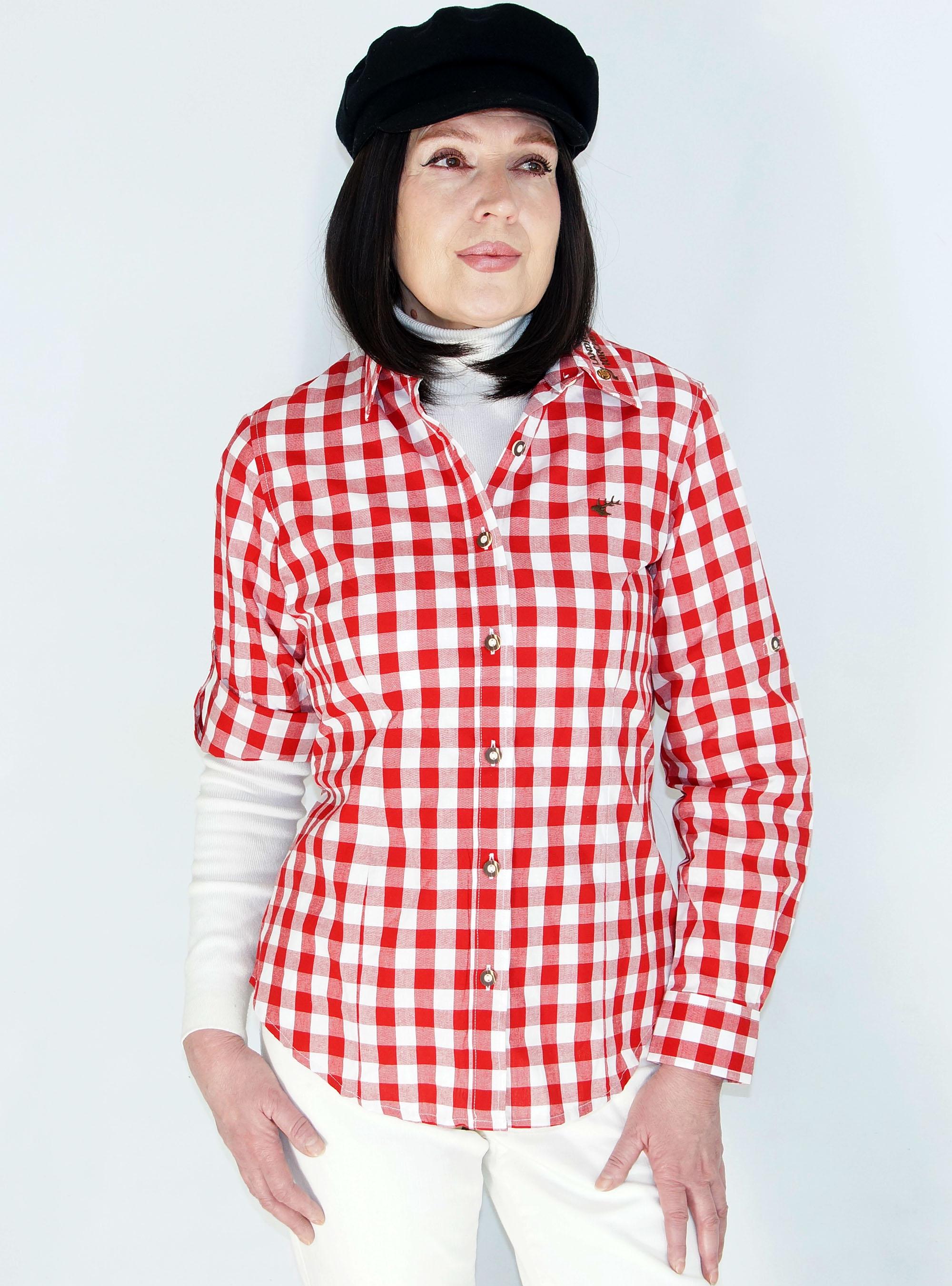 LUYANA Camicia da uomo per Oktoberfest, camicia a maniche lunghe, a quadri, per costume tradizionale bavarese, Blu, M