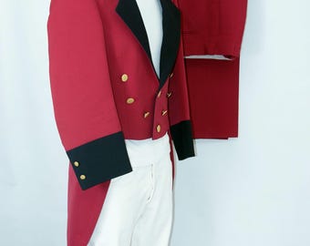 Maroon Wool Blend Tailcoat Suit Tuxedo: 90s  Penguin set