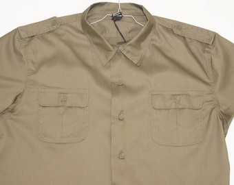 Vintage Military Style Shirt: Olive Cotton blend, short sleeve (4 XL)