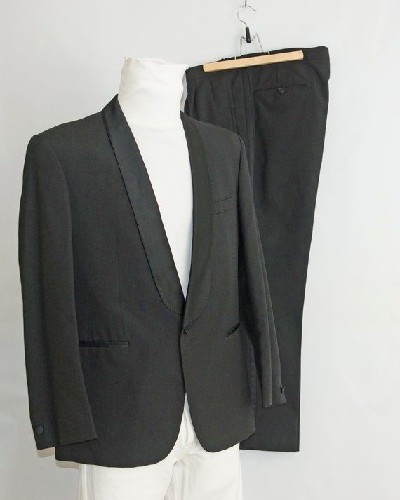 Men's Classic black wool tuxedo  2- piece suit, S… - image 1