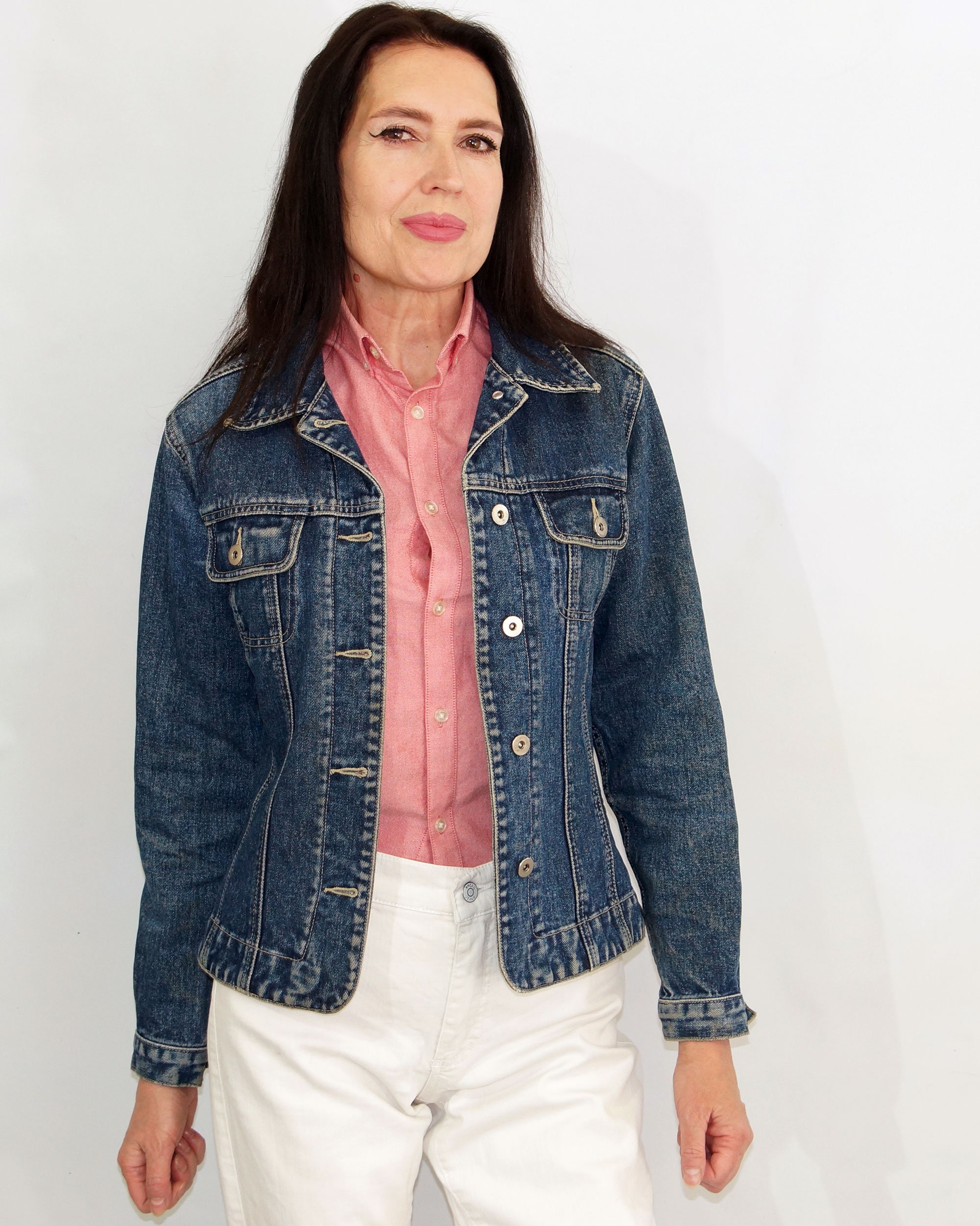Women's Blue denim  jean JACKET vintage  Marked size Euro 36 UK 10