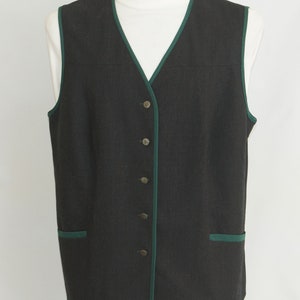 Women&#39;s gray wool blend Trachten vest Dirndl Tyrolean Oktoberfest size 48