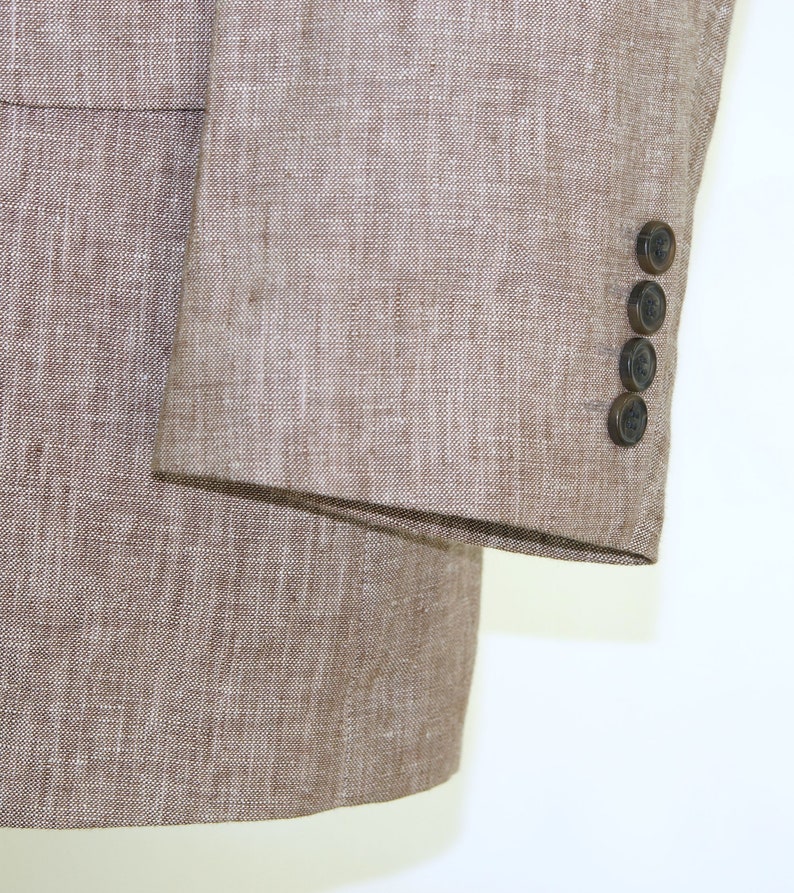 100/% linen light brown jacket Linen blazer .MEN/'S linen button down blazer marked size 48