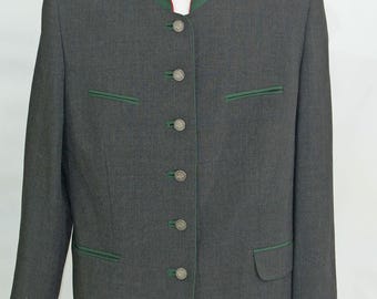 Women's Tyrolean Oktoberfest gray Jacket trench bust 42 in