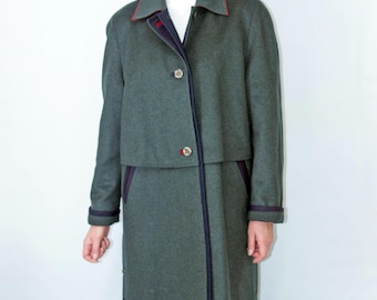 Vintage Green Wool Blend Dirndl coat: Austrian Bavarian Trachten