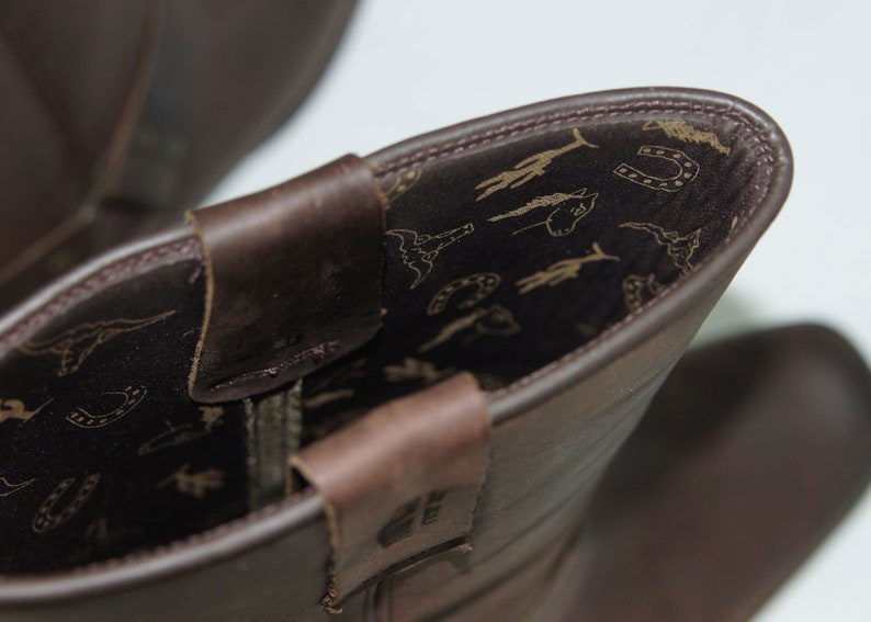 Vintage Western Boots Cowboy Motorcycle Brown Leather Boots Men's