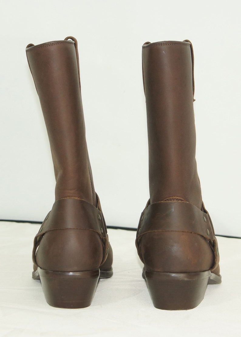 Vintage Western Boots Cowboy Motorcycle Brown Leather Boots Men's