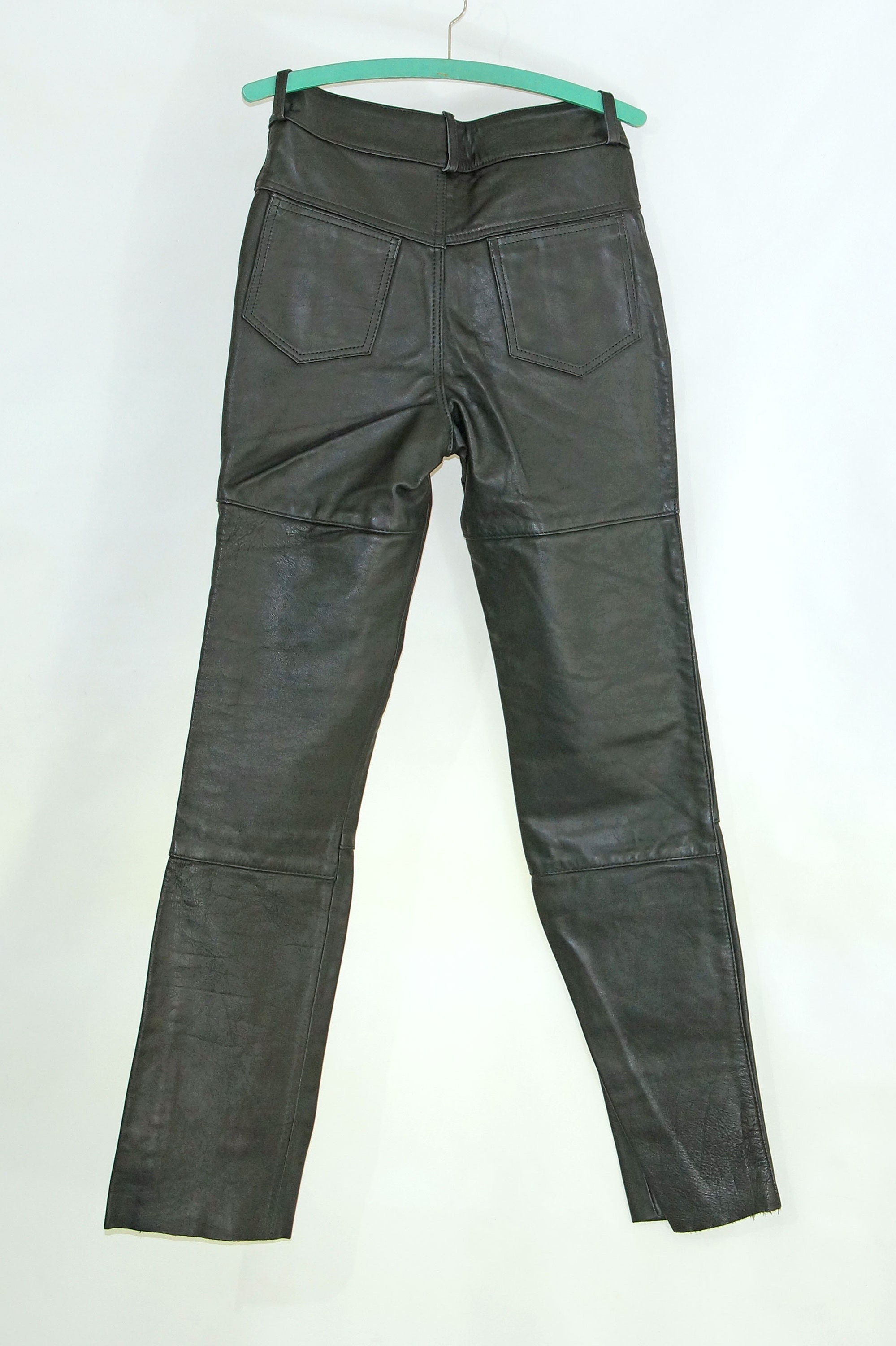 Biker Rocker Leather Pants, Black Thick Leather Pants Leather Trouser ...