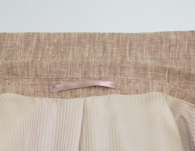 100/% linen light brown jacket Linen blazer .MEN/'S linen button down blazer marked size 48