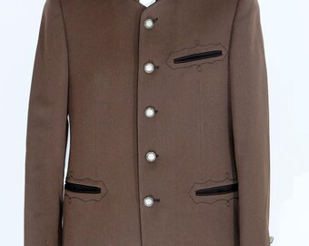 Men's brown wool blend  trachten Janker jacket. Oktoberfest. formal Austrian trench